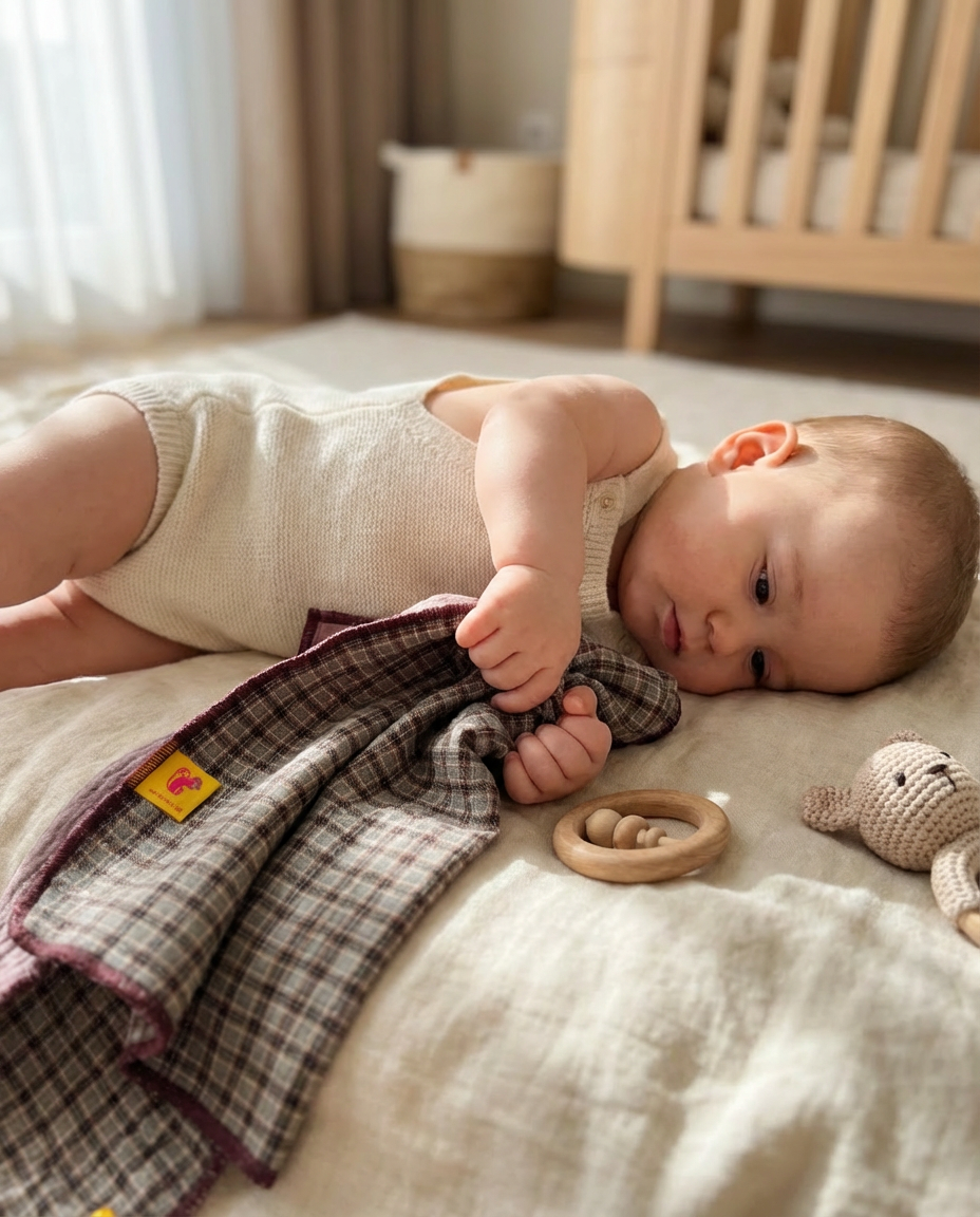 Pack mamá & bebé · Bonnet, bandana, muselina y bolso Copenhagen caqui