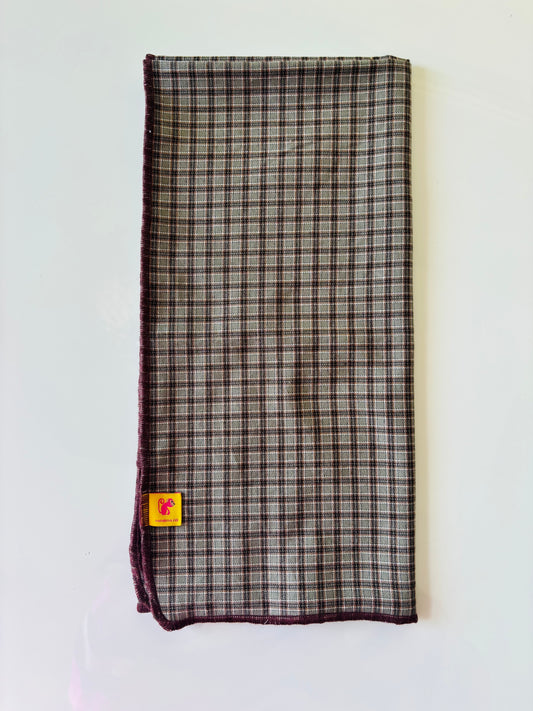 Muselina de algodón orgánico CUADROS & BURGUNDY