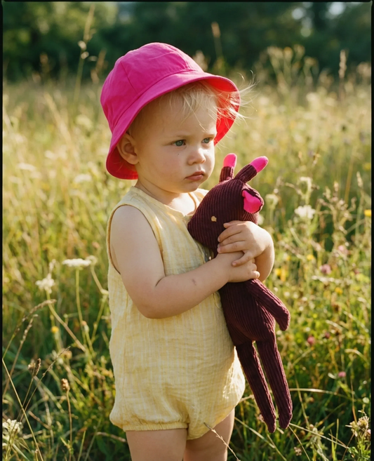 macadamia kids gorro bebe fucsia jirafa teodora