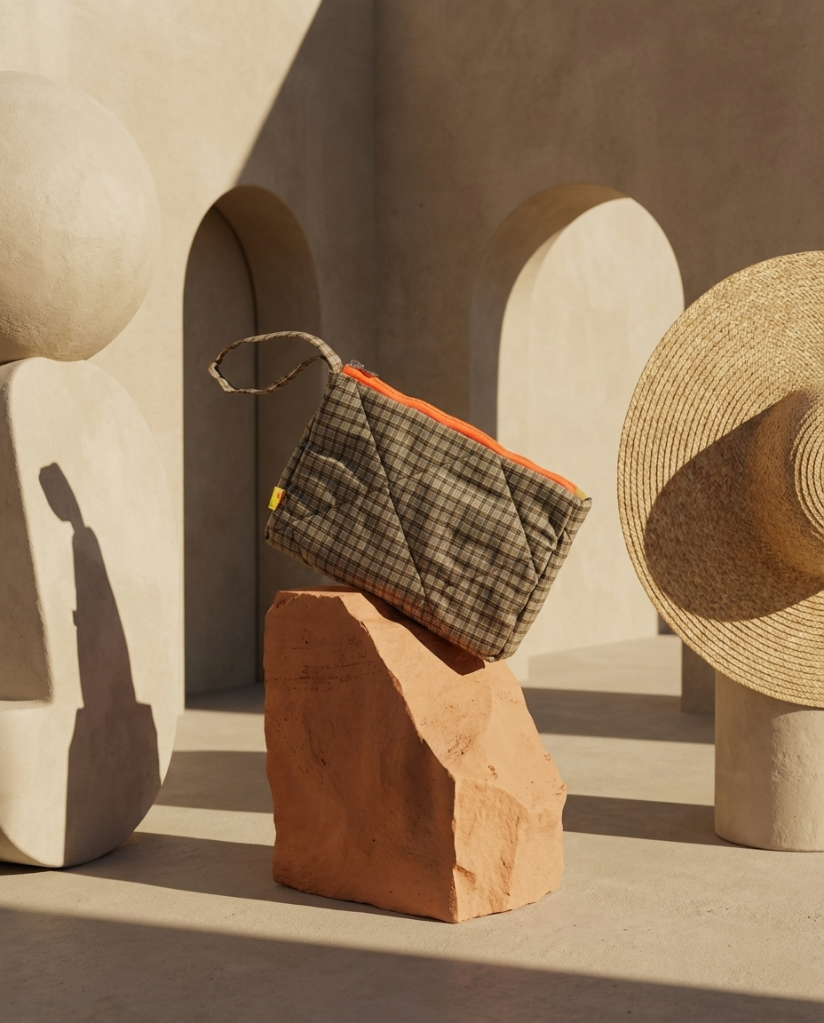 Neceser cuadros caqui