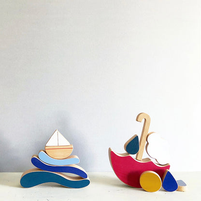 Juguete de madera "Barco y olas"