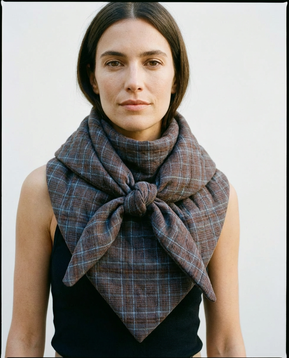 Bufanda capa cuadros marrón