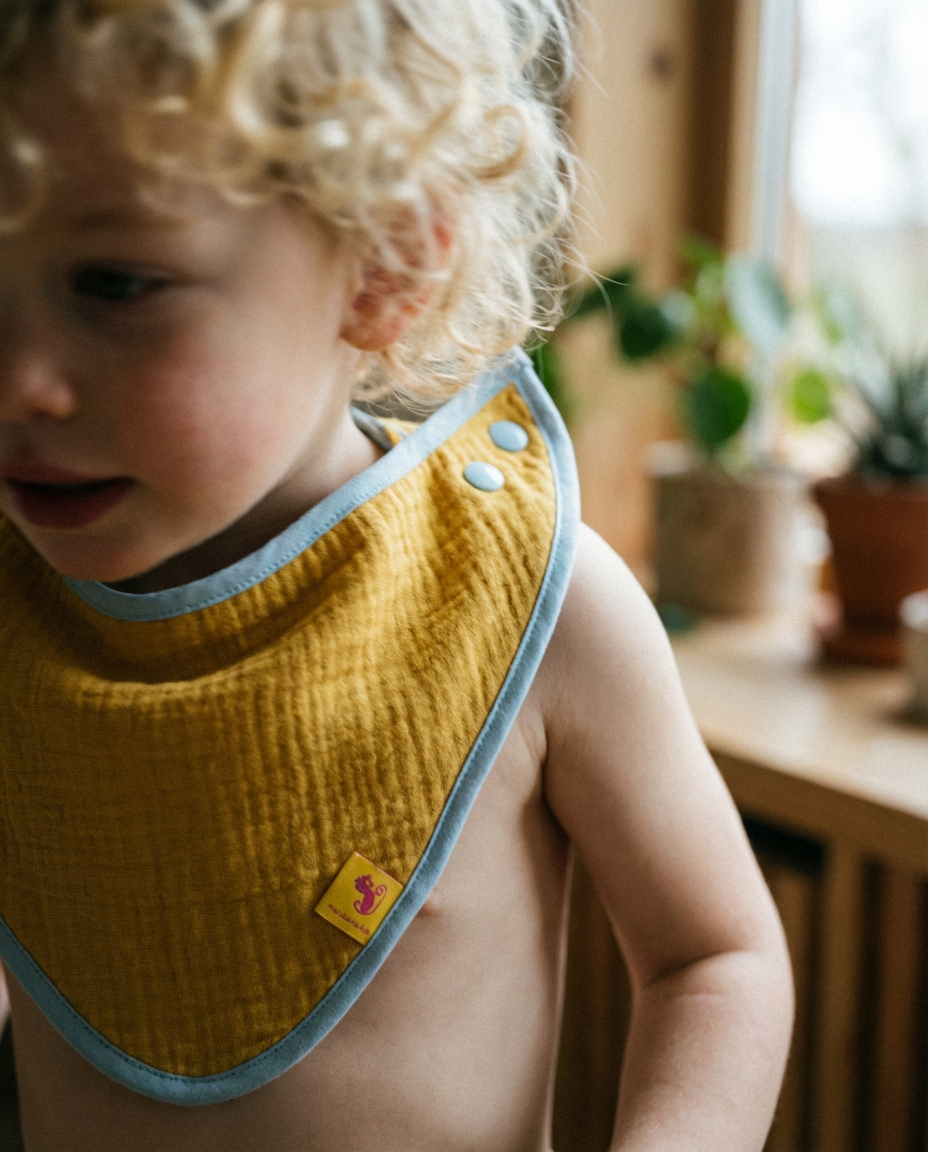 Babero bandana CAMELIA muselina curry