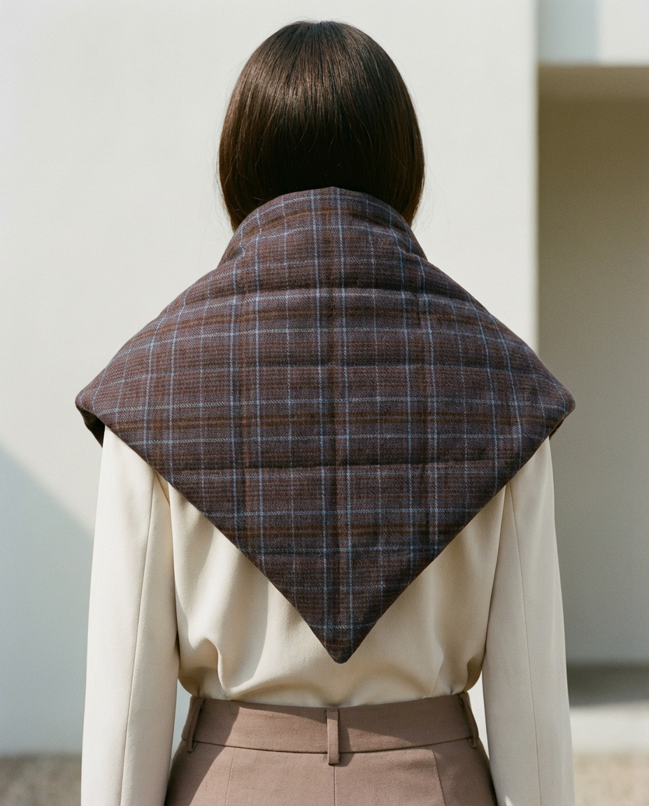Bufanda capa cuadros marrón