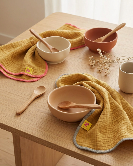 Pack 2 muselinas algodón orgánico CURRY