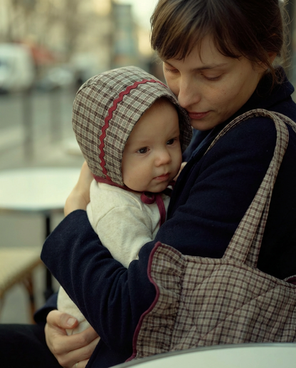 Pack mamá & bebé · Bonnet, bandana, muselina y bolso Copenhagen caqui