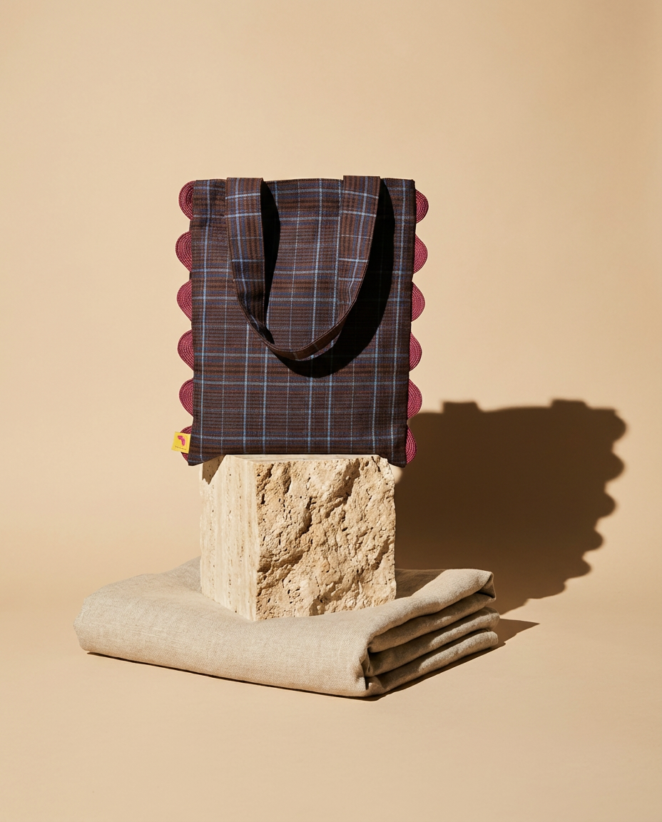 Bolso tote Portobello cuadros marrón