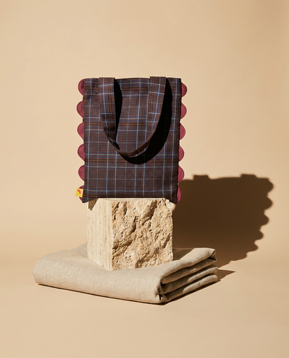 Bolso tote Portobello cuadros marrón