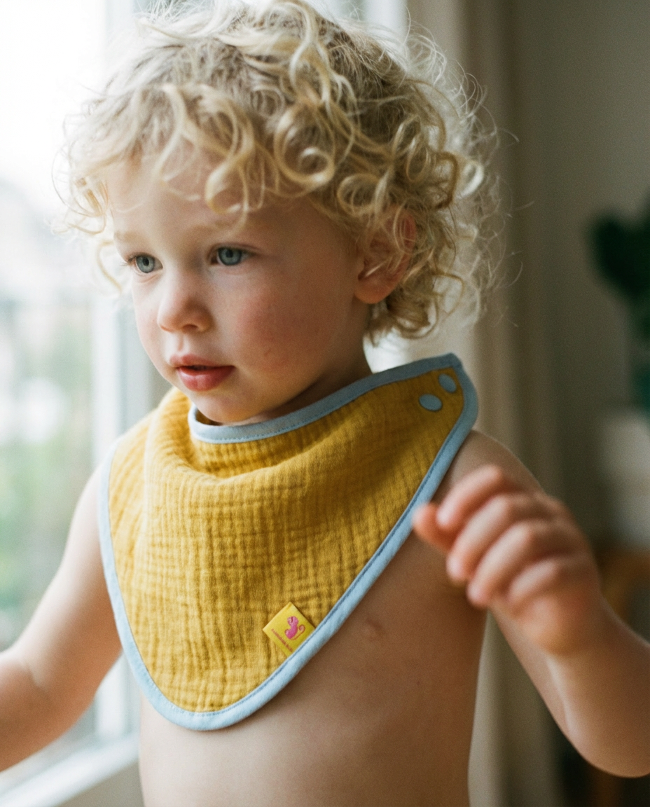 Babero bandana CAMELIA muselina curry