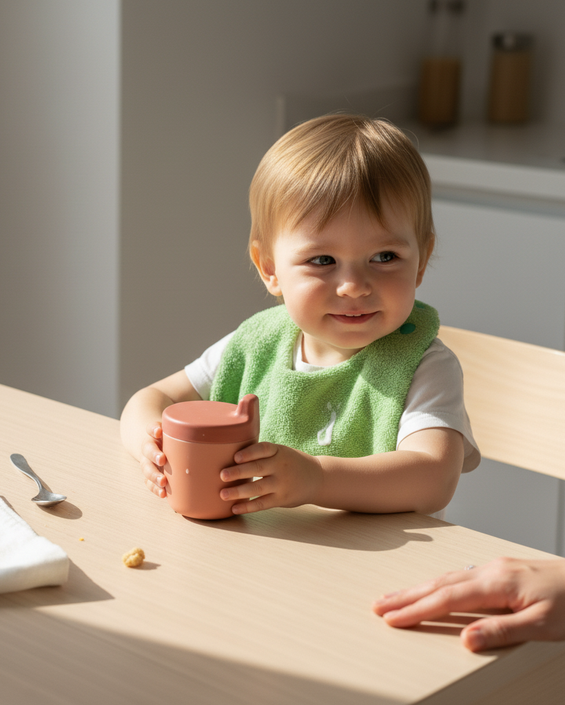 Babero reversible menta/lila rizo de algodón