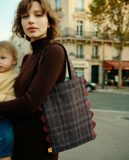 Bolso tote Portobello cuadros marrón