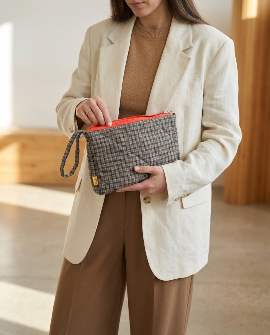 Neceser cuadros caqui