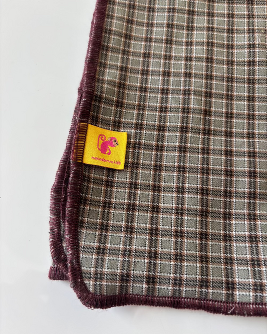 Muselina de algodón orgánico CUADROS & BURGUNDY