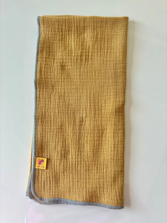 Muselina de algodón orgánico CURRY & AZUL