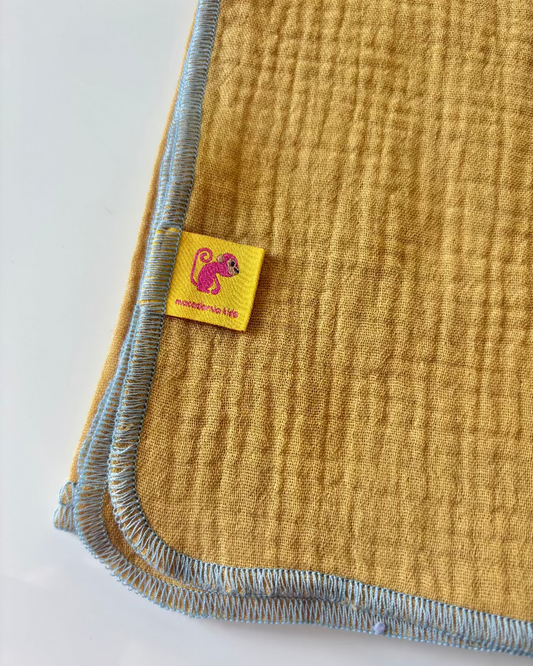 Muselina de algodón orgánico CURRY & AZUL