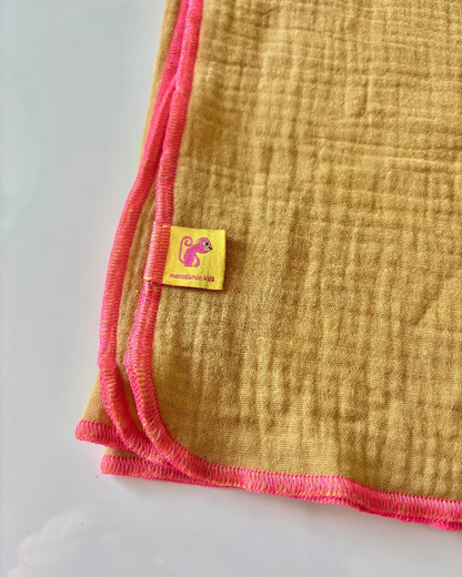Muselina de algodón orgánico CURRY & FUCSIA