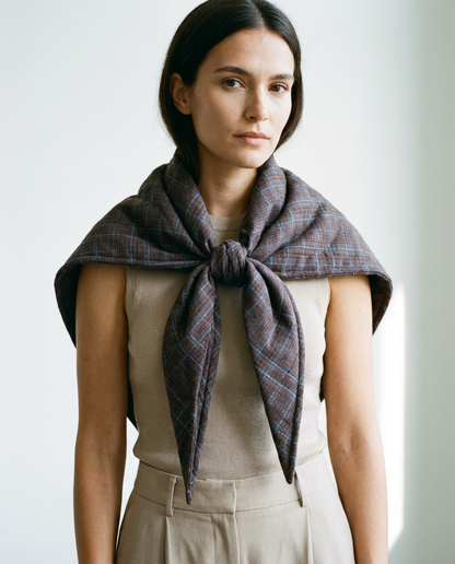 Bufanda capa cuadros marrón