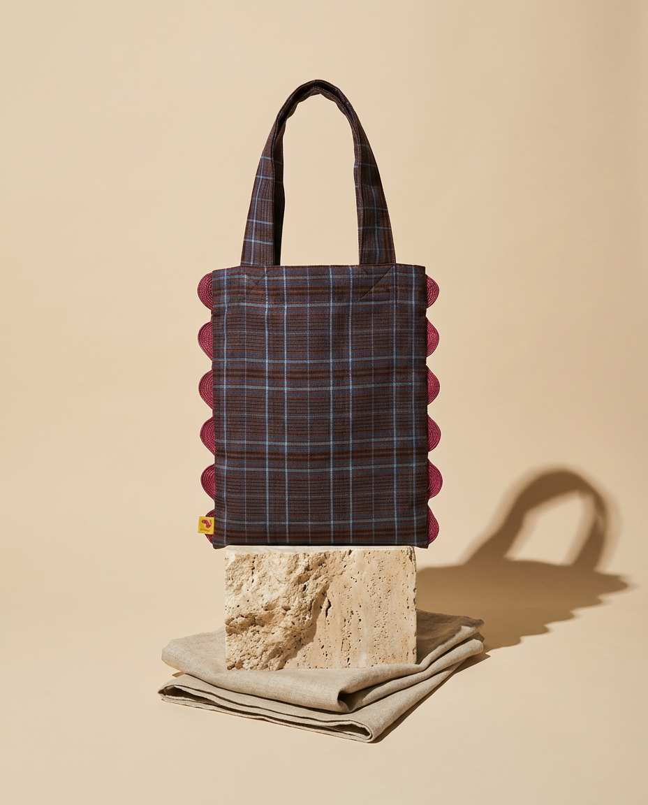 Bolso tote Portobello cuadros marrón