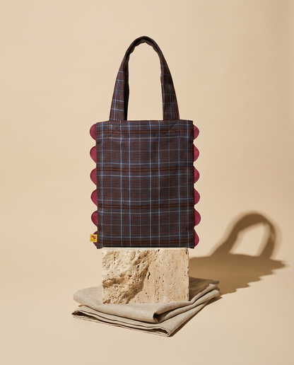 Bolso tote Portobello cuadros marrón