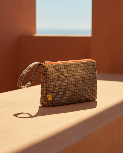 Neceser cuadros caqui