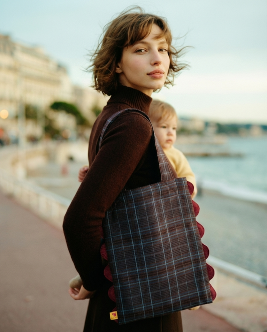 Bolso tote Portobello cuadros marrón