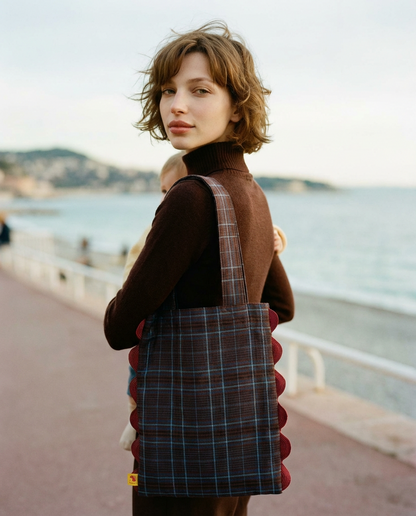 Bolso tote Portobello cuadros marrón