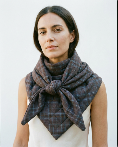 Bufanda capa cuadros marrón