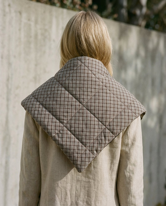 Bufanda capa cuadros caqui