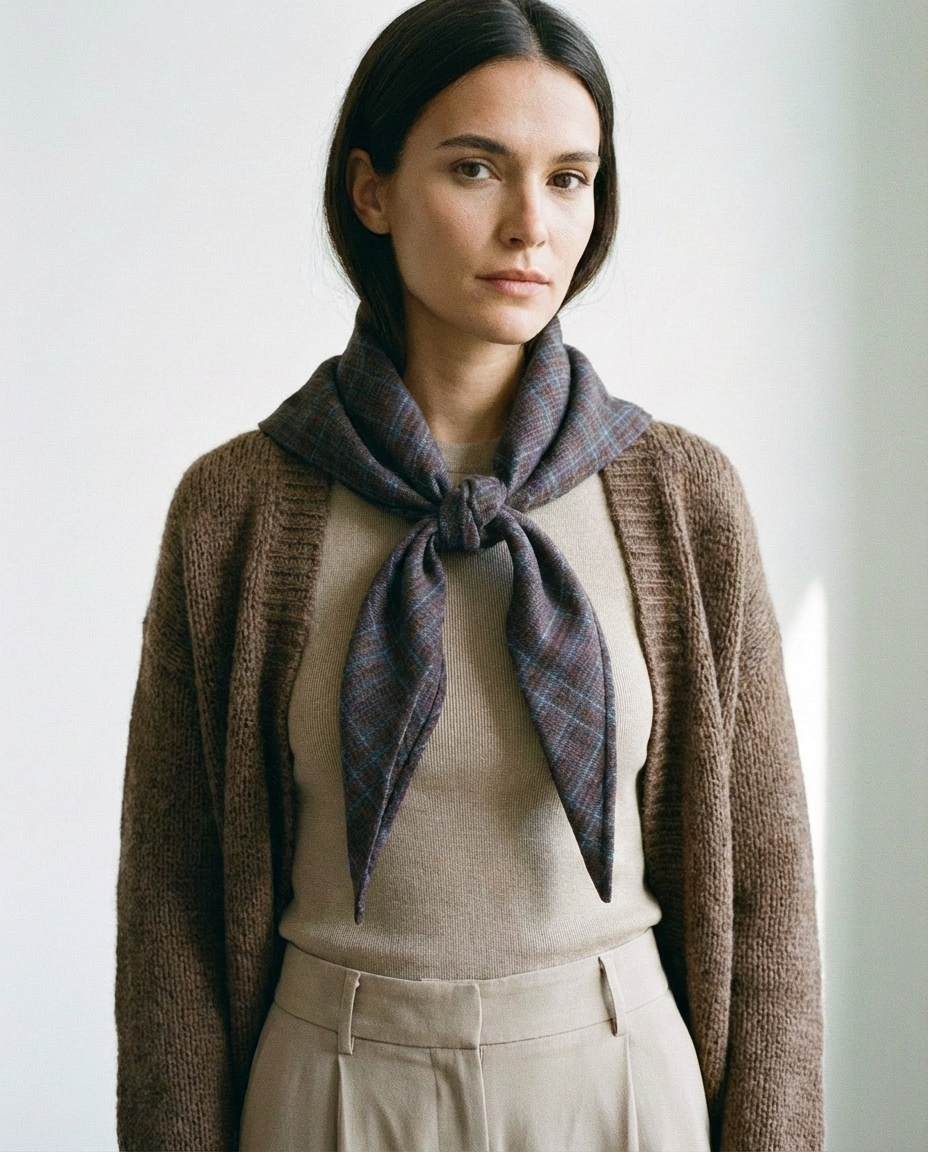 Bufanda capa cuadros marrón