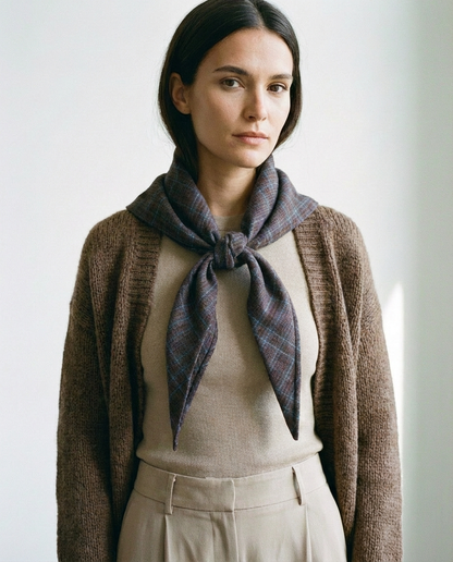 Bufanda capa cuadros marrón