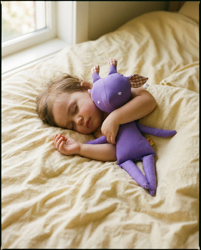 Theodora the Giraffe in lilac and large gingham
