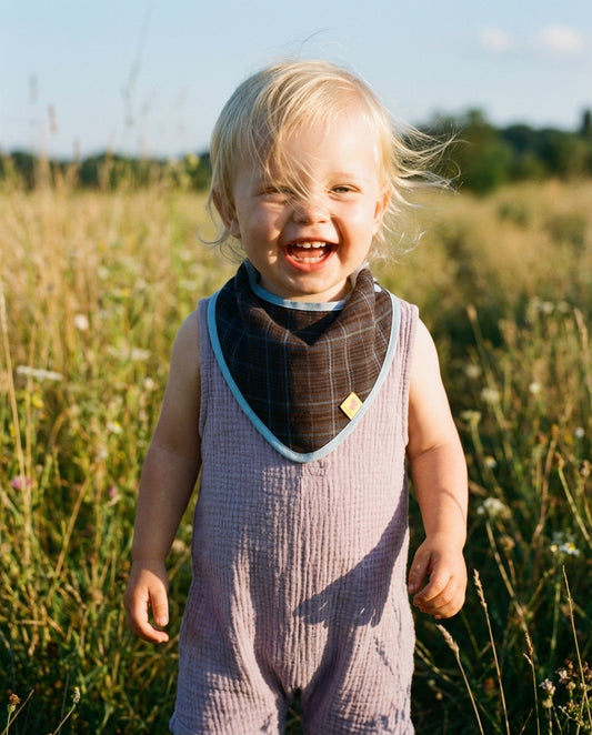 Babero bandana CAMELIA cuadros azules