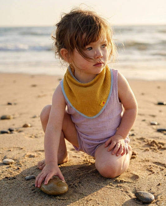 Babero bandana CAMELIA muselina curry