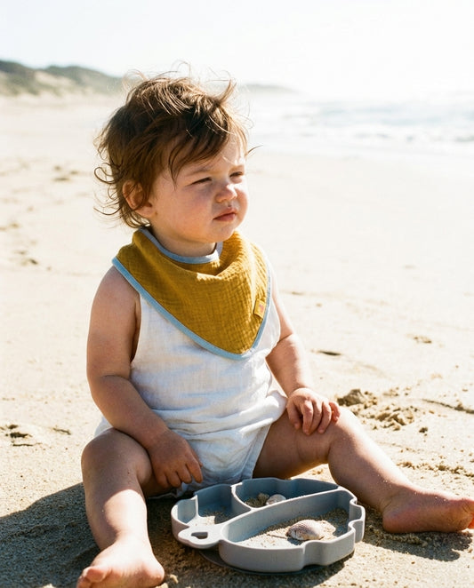 Babero bandana CAMELIA muselina curry