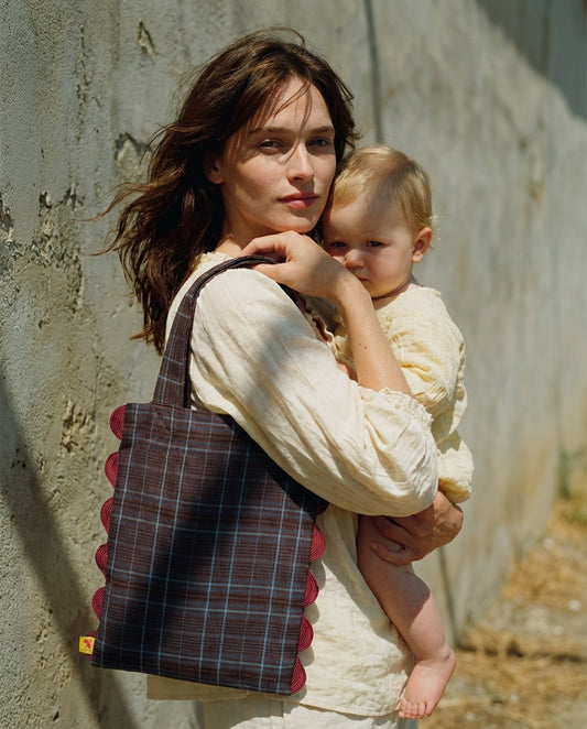 Bolso tote Portobello cuadros marrón