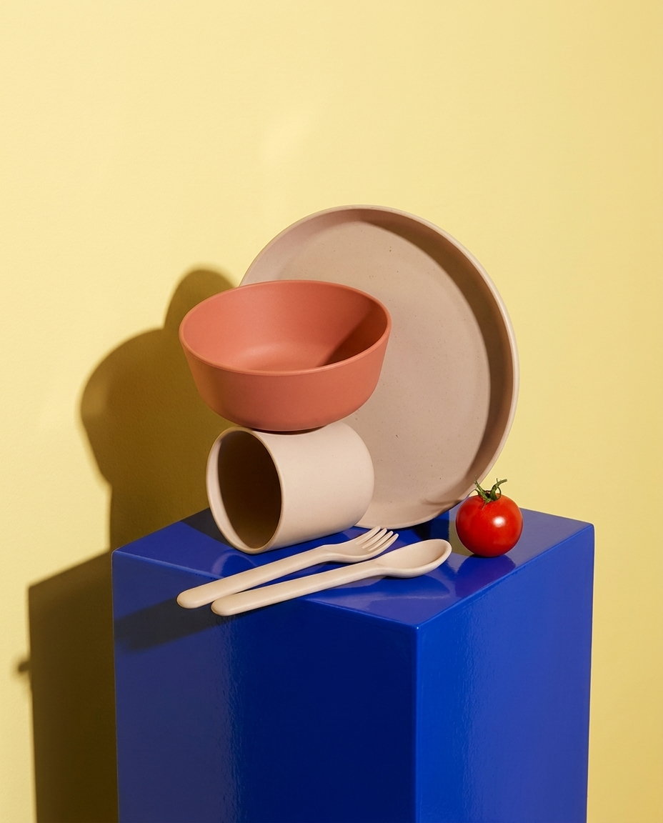 Vajilla de bambú (disponible en 5 colores)